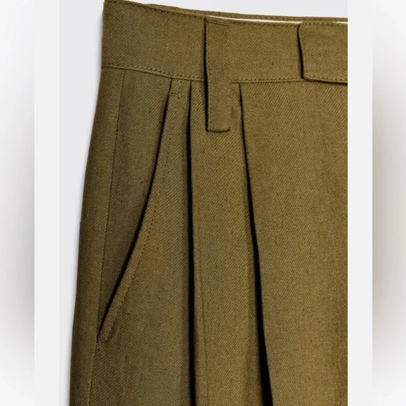 Zara NWT ZW Collection darted linen blend trousers 2734/586